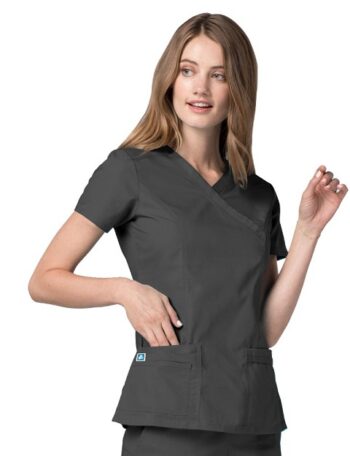 Double-Stitched Mock Wrap Women’s Scrub Top | Adar Universal