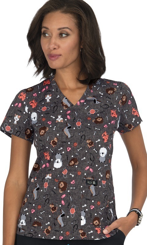 Leslie koi Basics (Meow) Women’s Scrub Top