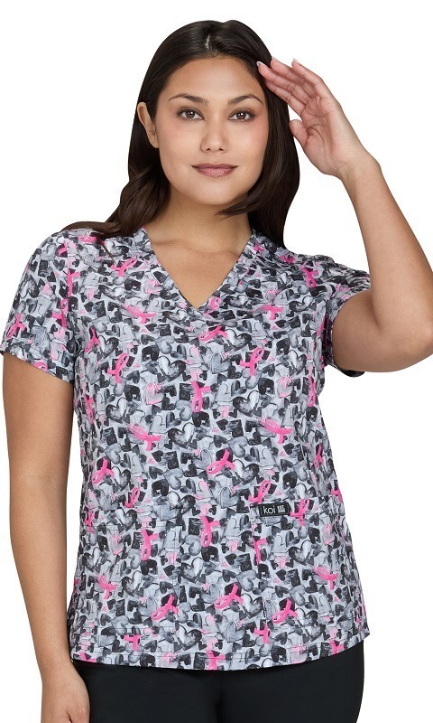 Leslie koi Basics Heart Printed Women’s Scrub Top