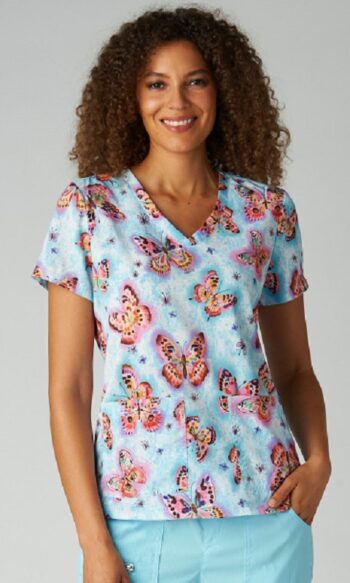 Leslie Artists' Series (Brushstroke Butterfly) Women’s Scrub Top