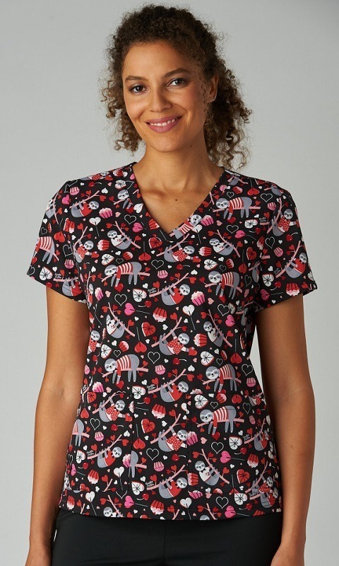 Leslie Artists' Series (Slothy Kind of Love) Women’s Scrub Top