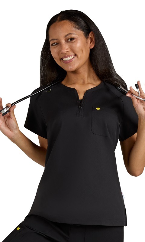 Blissful koi Smiley World Women’s Scrub Top - Image 2